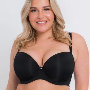 Curvy Kate bra 32F Smoothie T-Shirt Plunge Black NWT